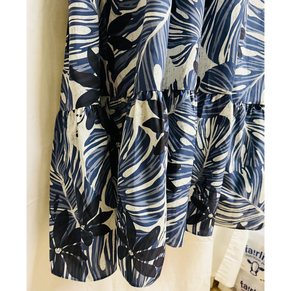 Good Times Womens Shift Midi Muumuu Dress XL Blue Black Hawaiian Aloha New - Picture 5 of 9